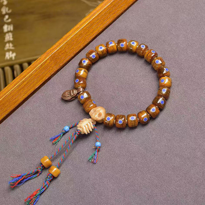 Pulsera de cuentas de hueso tibetanas con Buddha Stones, el Señor del Bosque Cadáver, que aleja los malos espíritus. - image 6