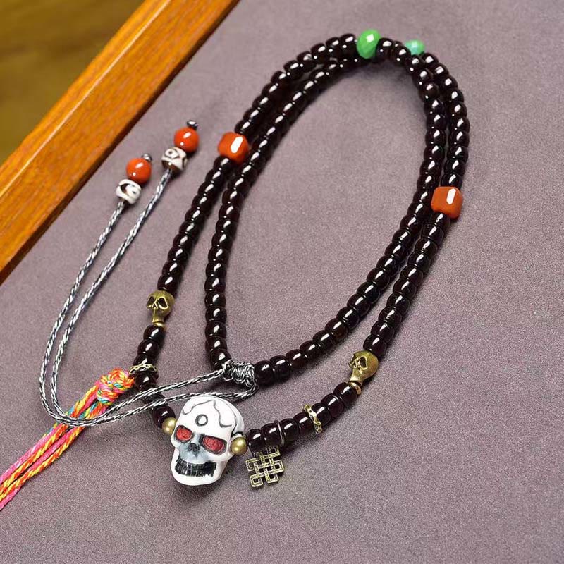 Pulsera positiva de cáscara de coco del Tíbet con Buddha Stones y el Señor del Bosque Cadáver - Cáscara de coco (Felicidad♥Positiva) - image 0