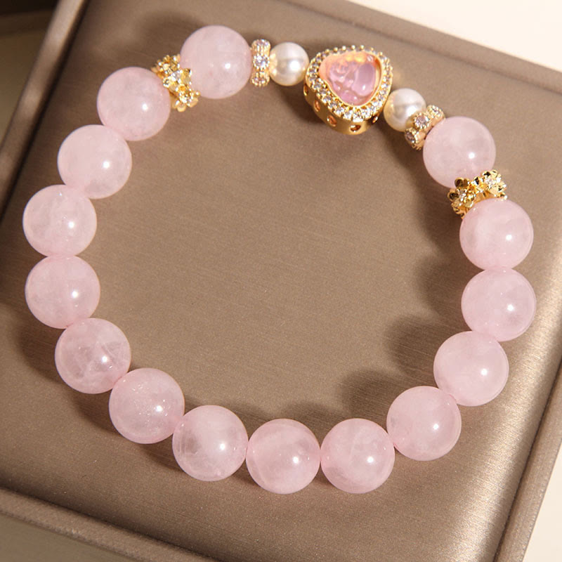 Pulsera de perlas de cristal rosa con símbolo de Buda natural y Buddha Stones - image 4