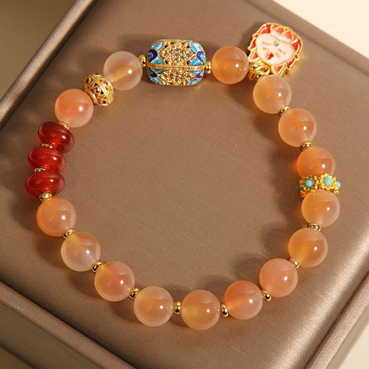 Pulsera curativa de ágata naranja y caramelo con zorro de nueve colas de Buddha Stones - image 5