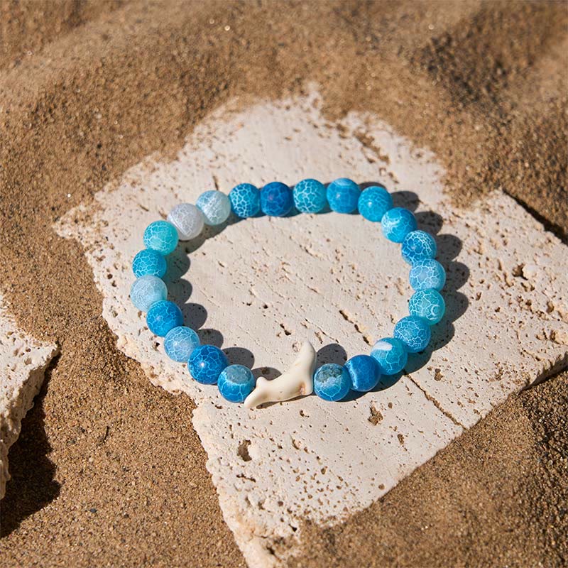 Pulsera de piedra natural Buddha Stones con ágata, turmalina y delfín craquelado - image 1