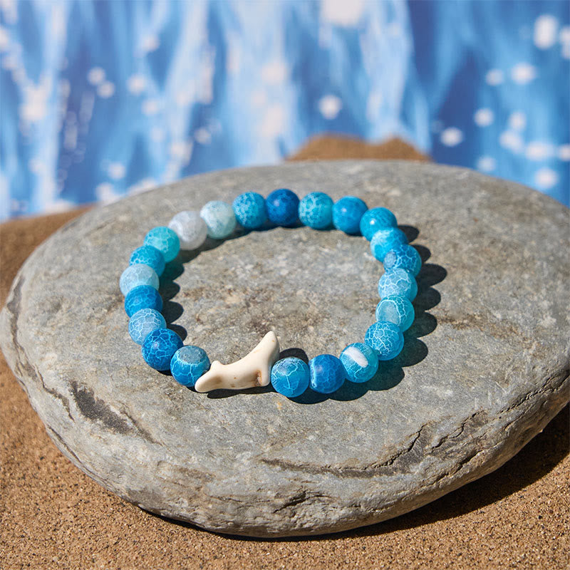 Pulsera de piedra natural Buddha Stones con ágata, turmalina y delfín craquelado - image 2