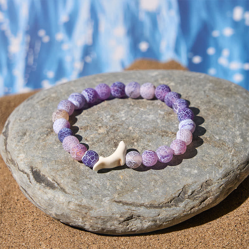Pulsera de piedra natural Buddha Stones con ágata, turmalina y delfín craquelado - image 4