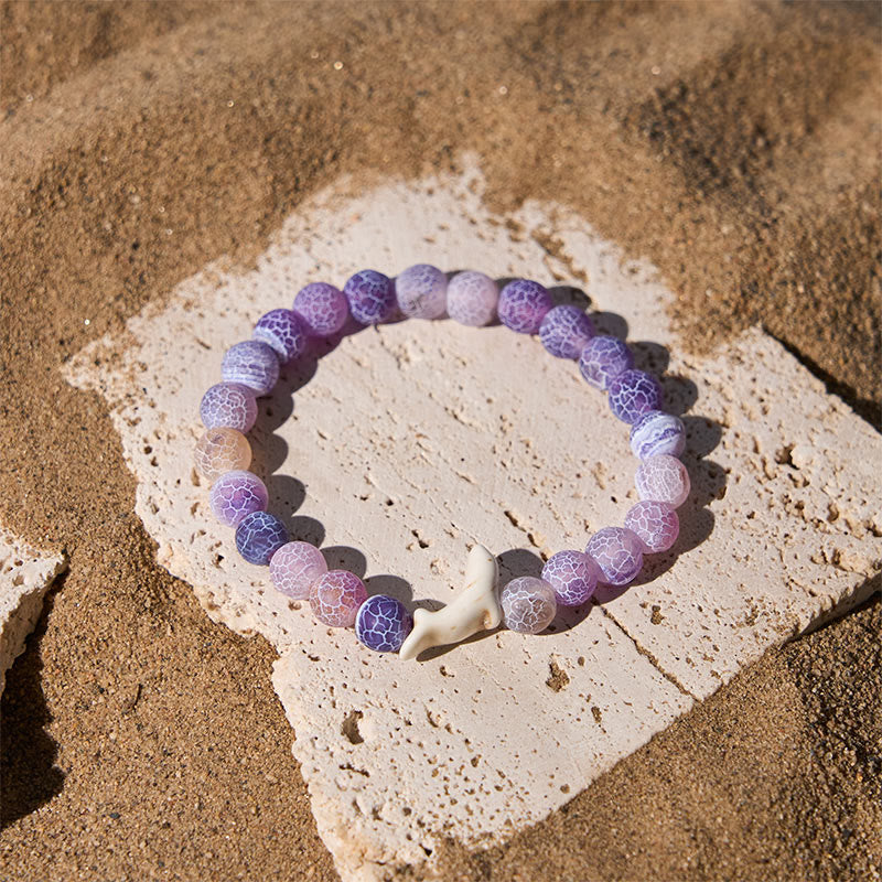 Pulsera de piedra natural Buddha Stones con ágata, turmalina y delfín craquelado - image 5