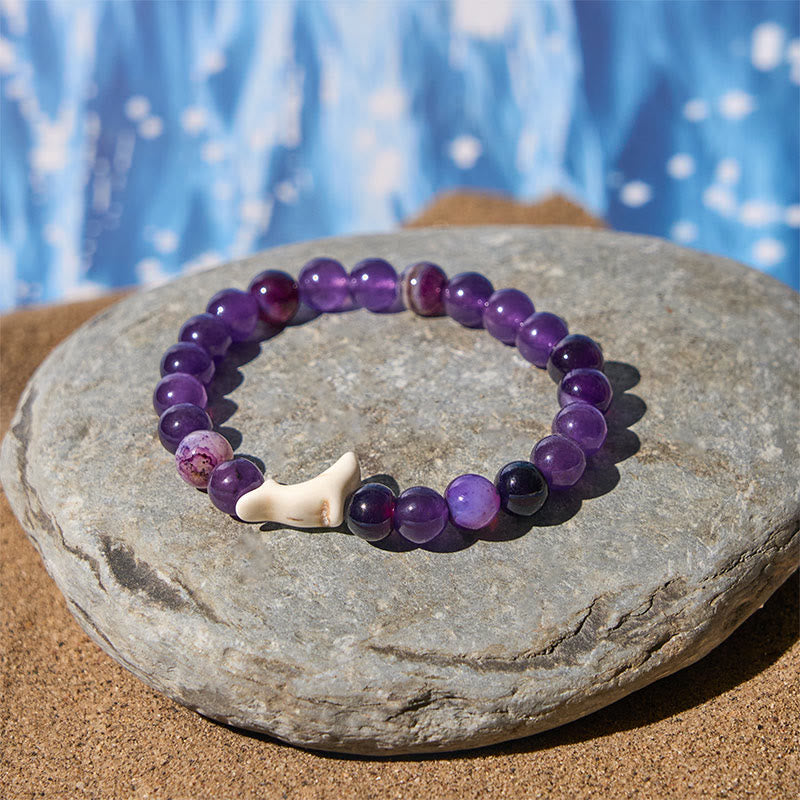 Pulsera de piedra natural Buddha Stones con ágata, turmalina y delfín craquelado - image 8