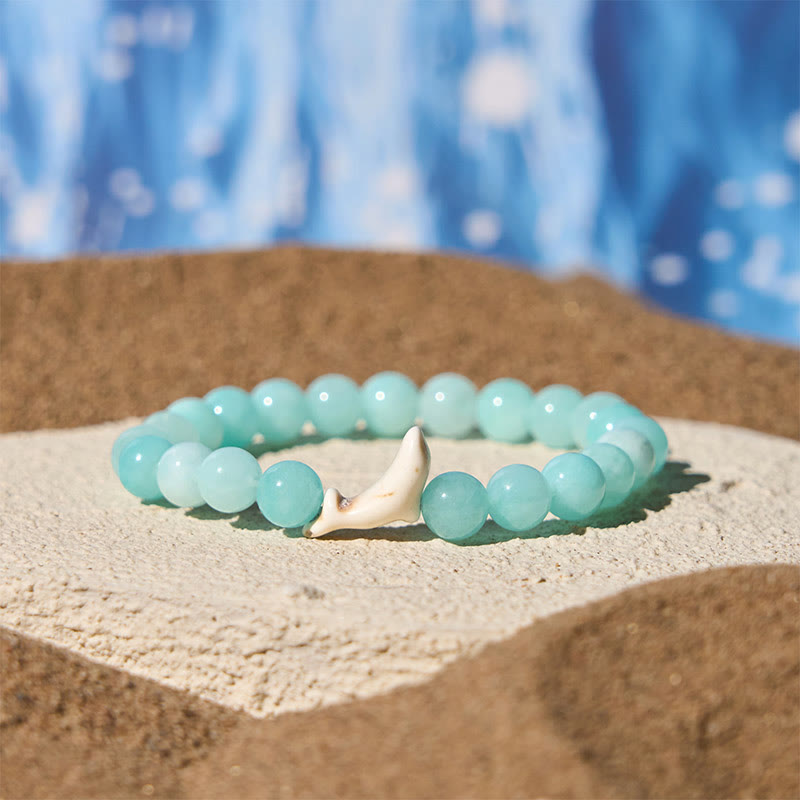 Pulsera de piedra natural Buddha Stones con ágata, turmalina y delfín craquelado - Turmalina azul (circunferencia de la muñeca: 15-18 cm) - image 10