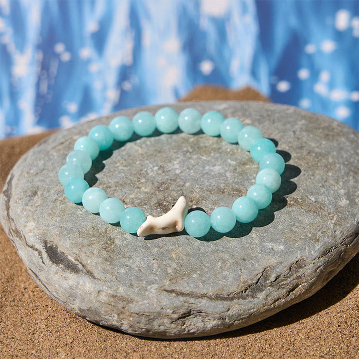 Pulsera de piedra natural Buddha Stones con ágata, turmalina y delfín craquelado - image 11
