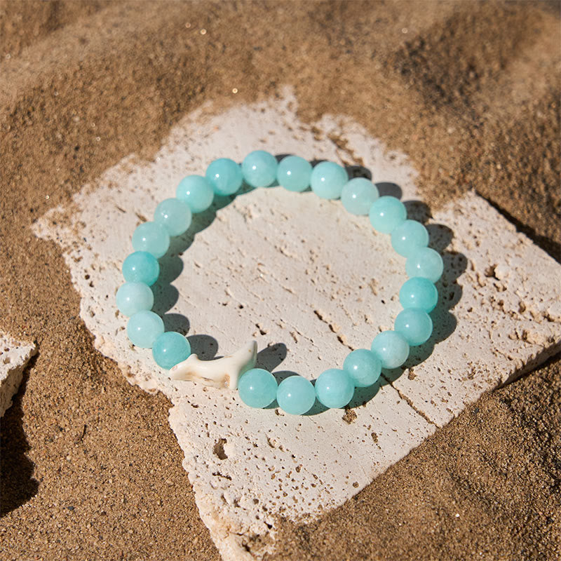 Pulsera de piedra natural Buddha Stones con ágata, turmalina y delfín craquelado - image 12