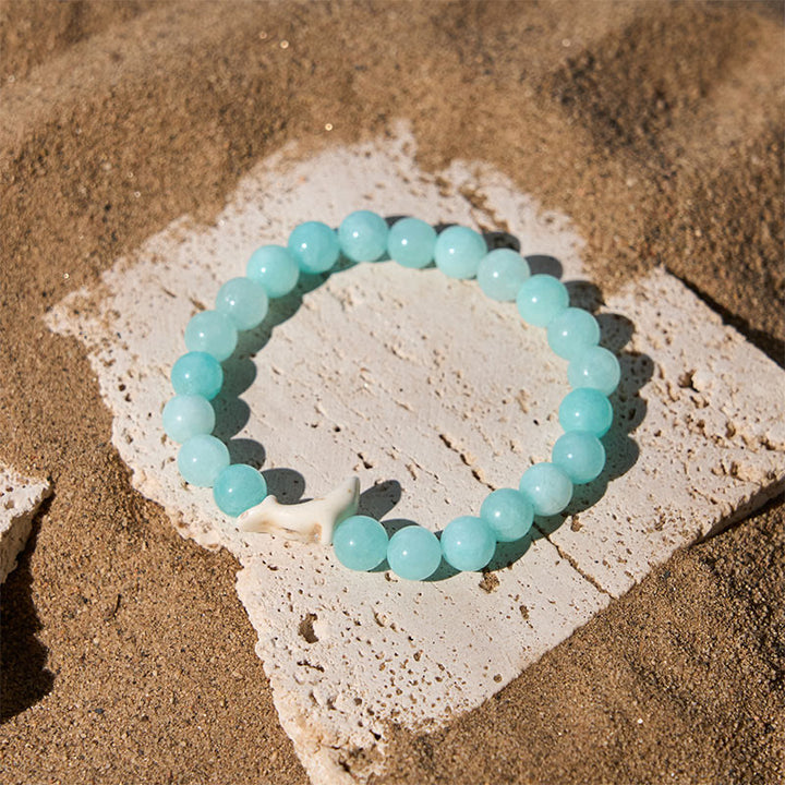 Pulsera de piedra natural Buddha Stones con ágata, turmalina y delfín craquelado - image 12