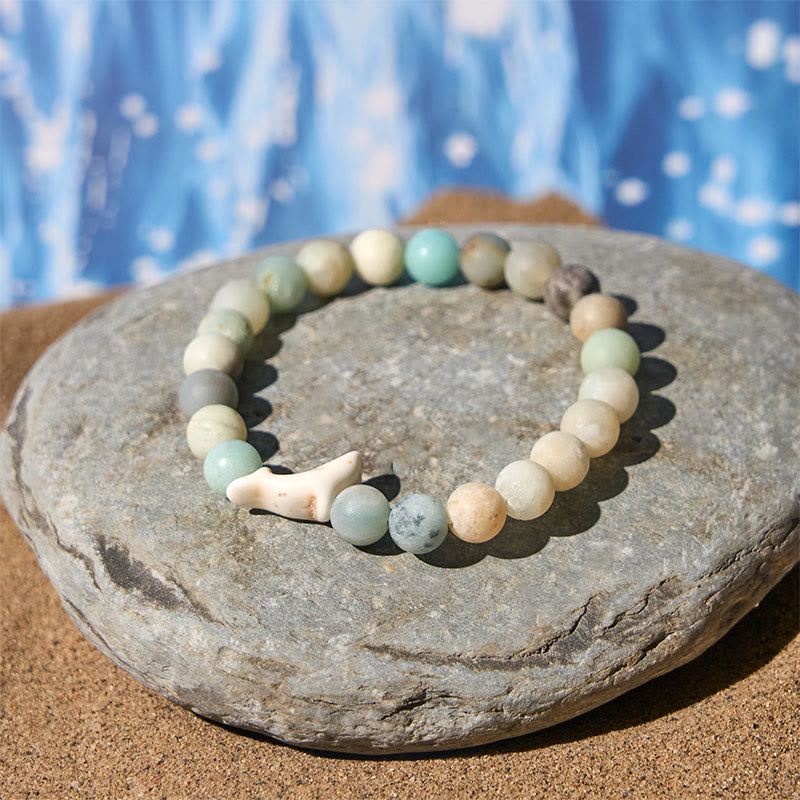 Pulsera de piedra natural Buddha Stones con ágata, turmalina y delfín craquelado - image 15