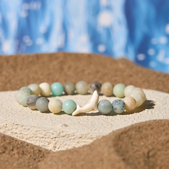 Pulsera de piedra natural Buddha Stones con ágata, turmalina y delfín craquelado - Amazonita (circunferencia de la muñeca: 15-18 cm) - image 14