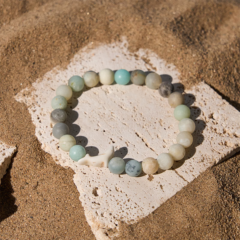 Pulsera de piedra natural Buddha Stones con ágata, turmalina y delfín craquelado - image 16