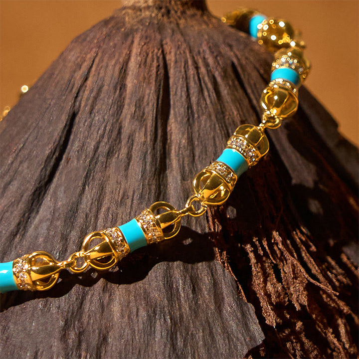 Pulsera de la suerte y la riqueza Vajra con Buddha Stones, cobre, latón y oro de 24 quilates - image 3