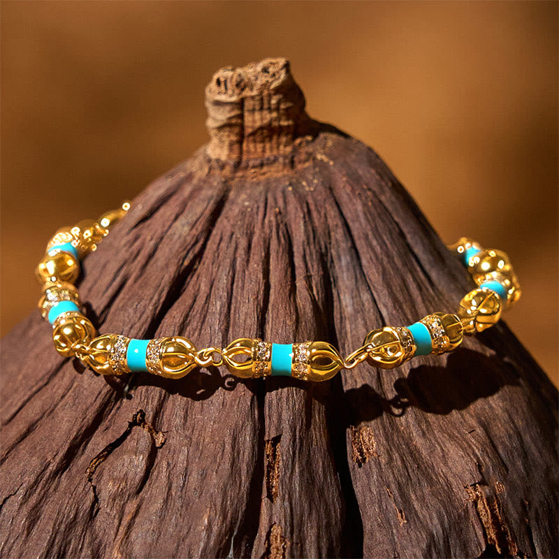 Pulsera de la suerte y la riqueza Vajra con Buddha Stones, cobre, latón y oro de 24 quilates - image 2