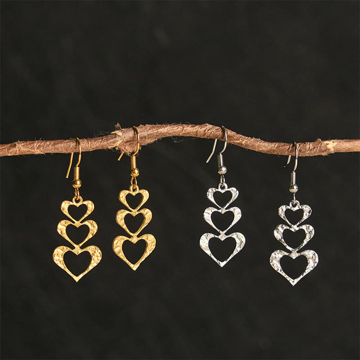 Pendientes elegantes de acero de titanio con marcas de martillo de equilibrio de Buddha Stones - image 15
