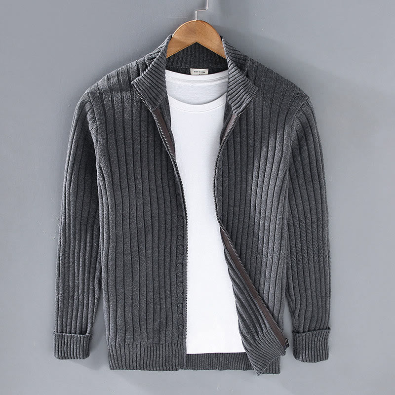 Chaqueta de algodón de manga larga y cuello alto para hombre con diseño de cremallera y estampado de Buddha Stones Spring Plain - Gris oscuro - US/UK/AU42, EU52 (3XL) - image 0