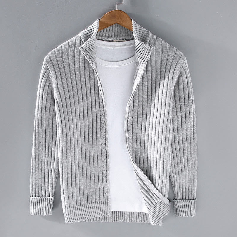 Chaqueta de algodón de manga larga y cuello alto para hombre con diseño de cremallera y estampado de Buddha Stones Spring Plain - Gainsboro - US/UK/AU42, EU52 (3XL) - image 1