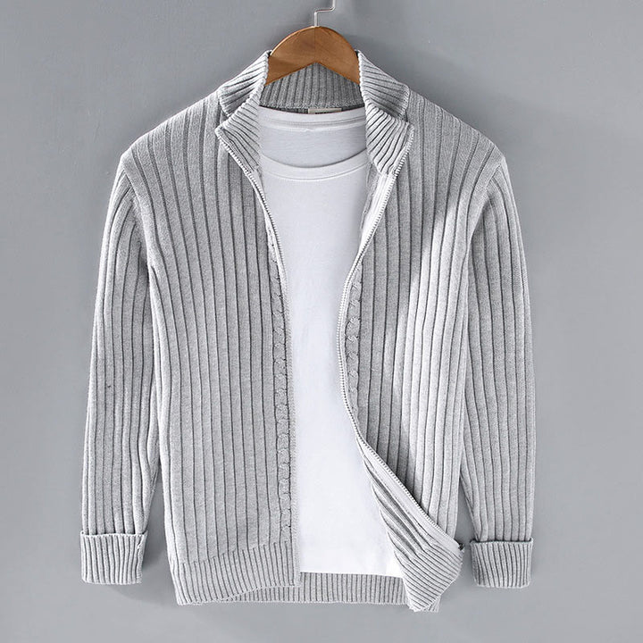 Chaqueta de algodón de manga larga y cuello alto para hombre con diseño de cremallera y estampado de Buddha Stones Spring Plain - Gainsboro - US/UK/AU42, EU52 (3XL) - image 1
