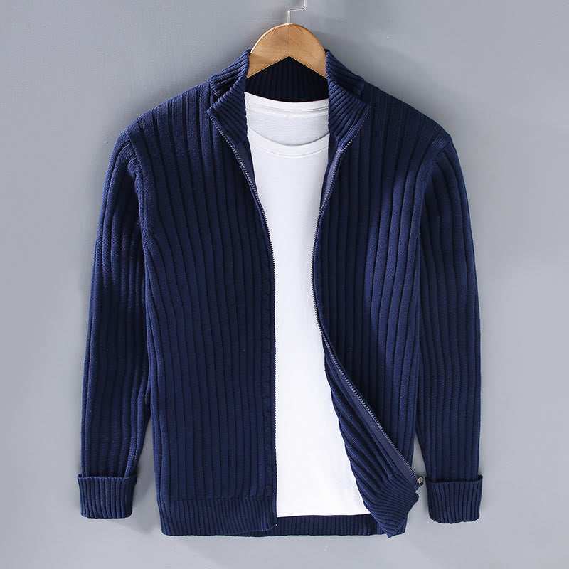 Chaqueta de algodón de manga larga y cuello alto para hombre con diseño de cremallera y estampado de Buddha Stones Spring Plain - Azul medianoche - US/UK/AU42, EU52 (3XL) - image 11