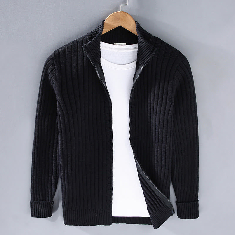 Chaqueta de algodón de manga larga y cuello alto para hombre con diseño de cremallera y estampado de Buddha Stones Spring Plain - Negro - US/UK/AU42, EU52 (3XL) - image 9