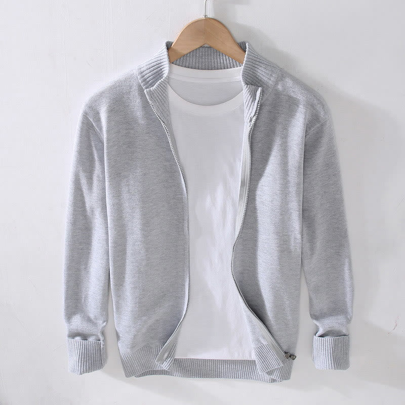 Chaqueta de algodón de manga larga para hombre con diseño de Buddha Stones, cremallera lisa y dobladillo acanalado - Gainsboro - US/UK/AU42, EU52 (3XL) - image 0