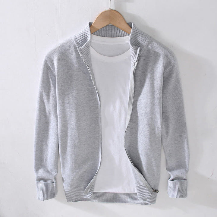 Chaqueta de algodón de manga larga para hombre con diseño de Buddha Stones, cremallera lisa y dobladillo acanalado - Gainsboro - US/UK/AU42, EU52 (3XL) - image 0