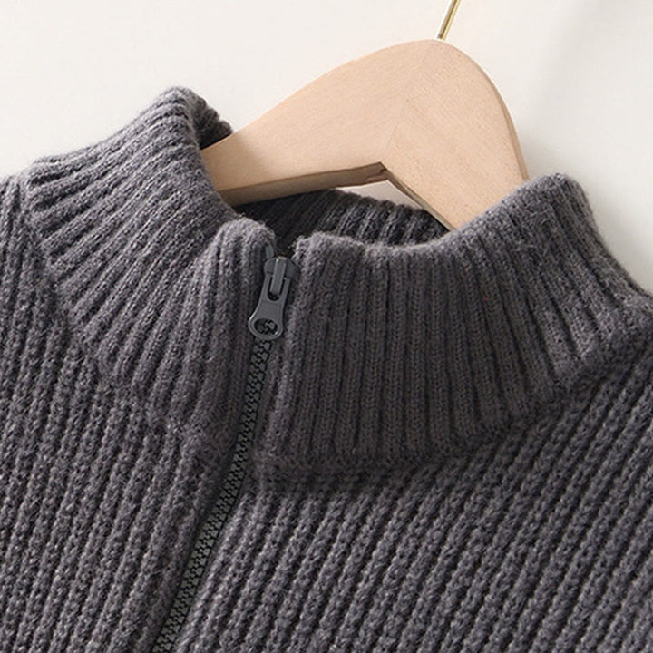 Chaqueta de punto con cremallera de color liso de invierno Buddha Stones para hombre, de algodón, de manga larga y con bolsillos - image 7