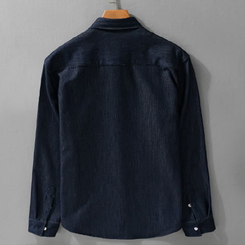 Chaqueta de manga larga para hombre con solapa y botones en color puro Buddha Stones Fall - image 2