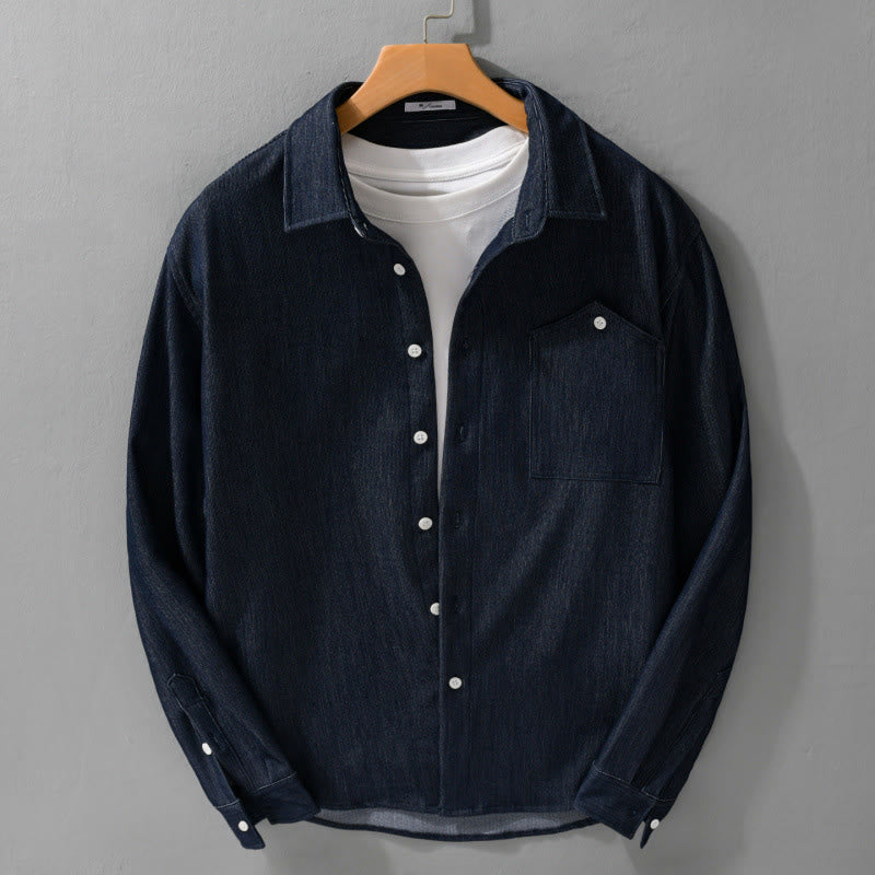Chaqueta de manga larga para hombre con solapa y botones en color puro Buddha Stones Fall - Azul medianoche - US/UK/AU42, EU52 (3XL) - image 0
