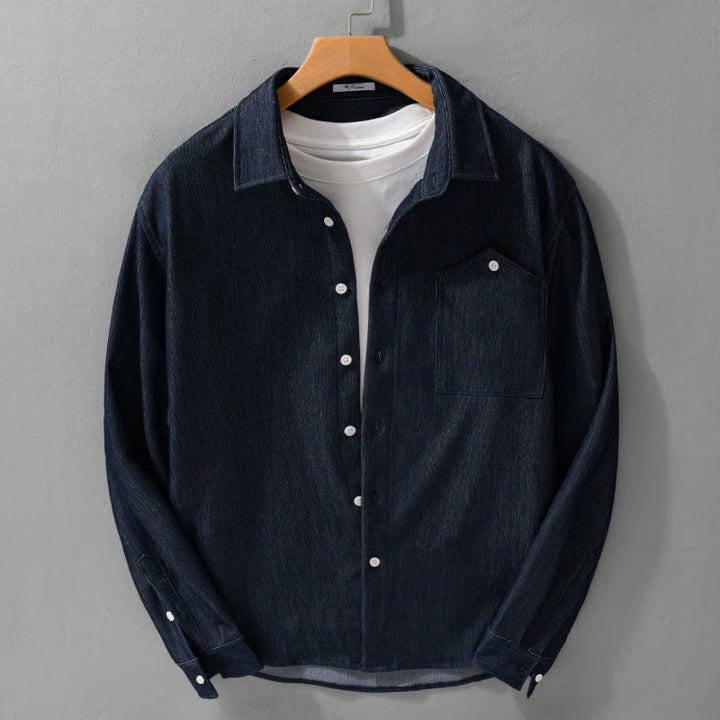 Chaqueta de manga larga para hombre con solapa y botones en color puro Buddha Stones Fall - Azul medianoche - US/UK/AU42, EU52 (3XL) - image 0