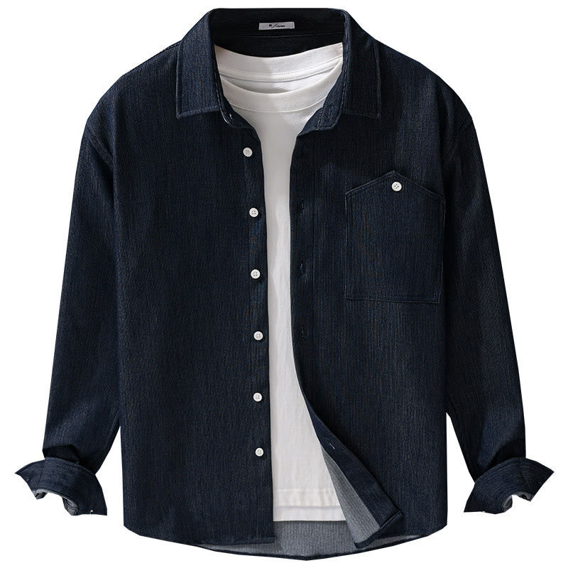 Chaqueta de manga larga para hombre con solapa y botones en color puro Buddha Stones Fall - image 9