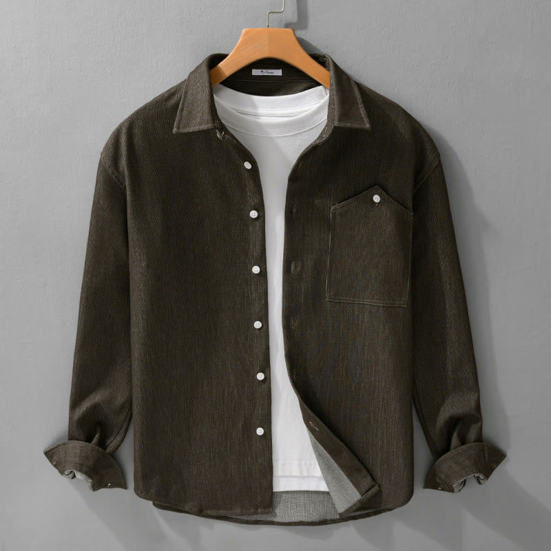 Chaqueta de manga larga para hombre con solapa y botones en color puro Buddha Stones Fall - image 11