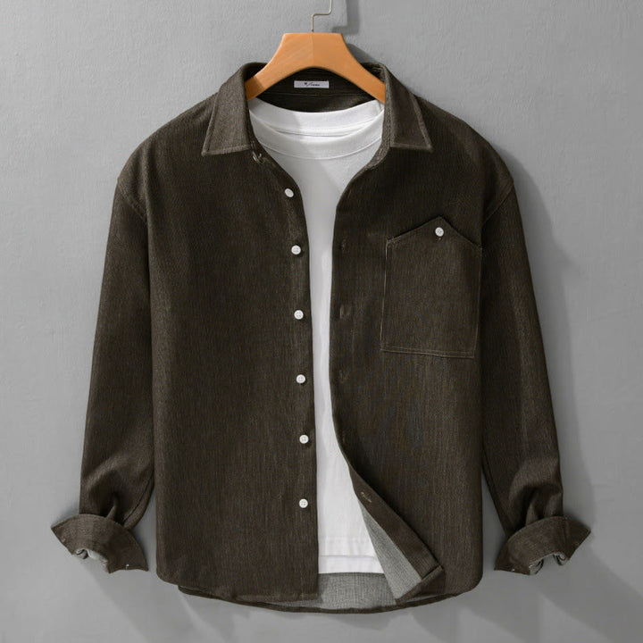 Chaqueta de manga larga para hombre con solapa y botones en color puro Buddha Stones Fall - image 11