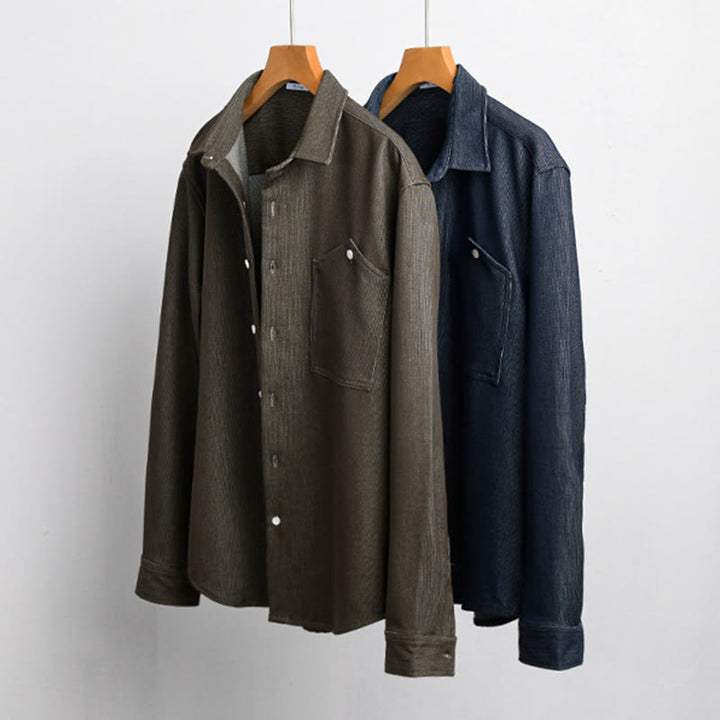 Chaqueta de manga larga para hombre con solapa y botones en color puro Buddha Stones Fall - image 15
