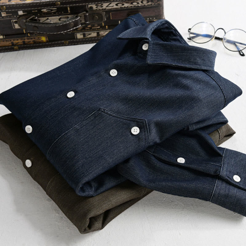 Chaqueta de manga larga para hombre con solapa y botones en color puro Buddha Stones Fall - image 16