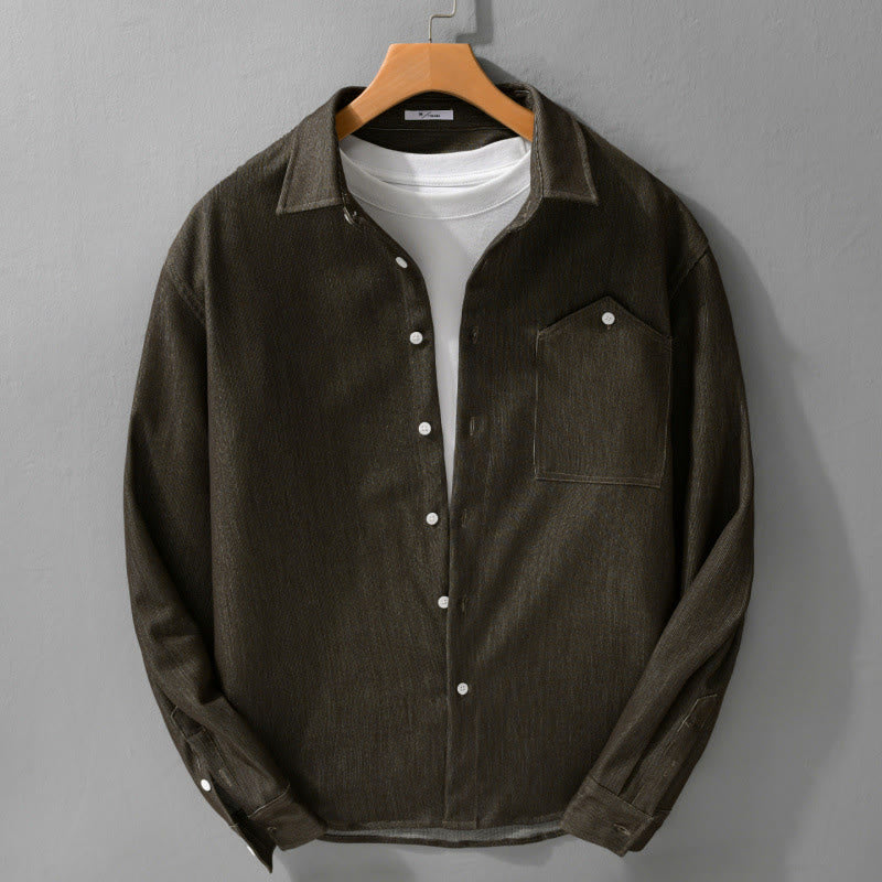 Chaqueta de manga larga para hombre con solapa y botones en color puro Buddha Stones Fall - Verde oliva oscuro - US/UK/AU42, EU52 (3XL) - image 10