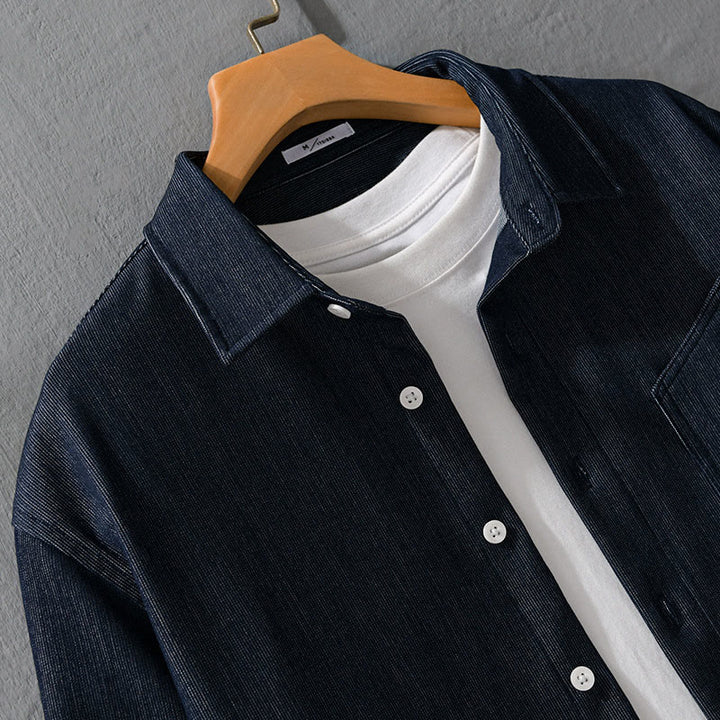 Chaqueta de manga larga para hombre con solapa y botones en color puro Buddha Stones Fall - image 3