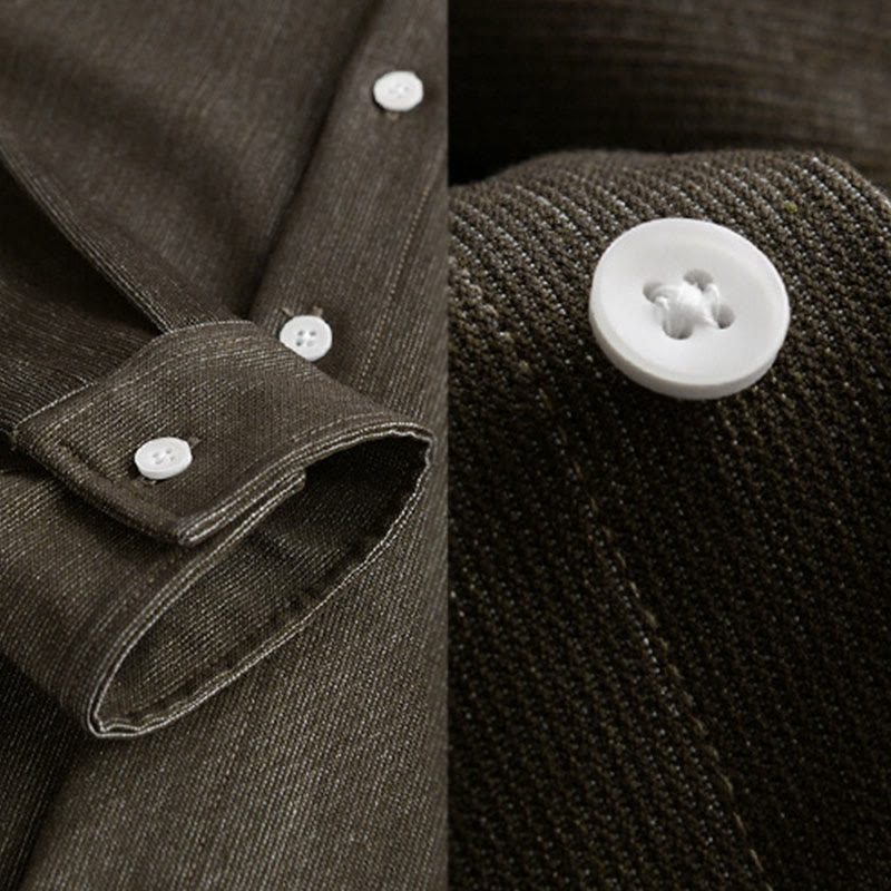 Chaqueta de manga larga para hombre con solapa y botones en color puro Buddha Stones Fall - image 14