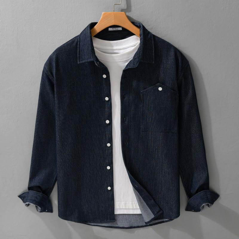 Chaqueta de manga larga para hombre con solapa y botones en color puro Buddha Stones Fall - image 1