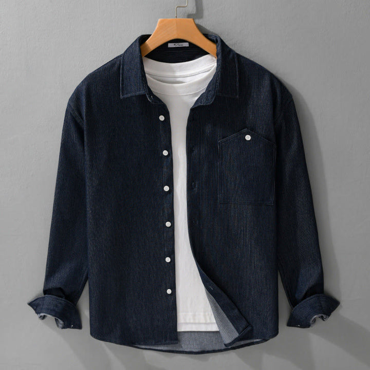 Chaqueta de manga larga para hombre con solapa y botones en color puro Buddha Stones Fall - image 1