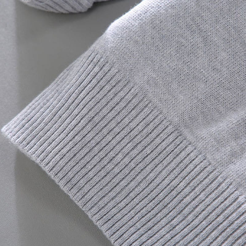 Suéter de algodón puro de manga larga con cuello alto y dobladillo liso acanalado con Buddha Stones para hombre - image 11