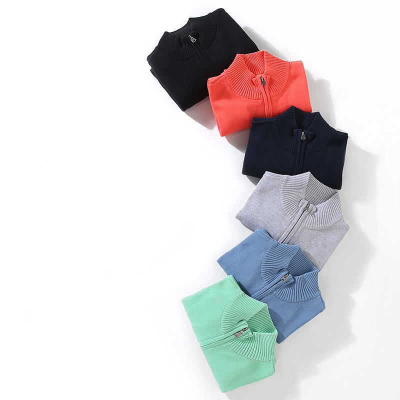 Suéter de algodón puro de manga larga con cuello alto y dobladillo liso acanalado con Buddha Stones para hombre - image 19