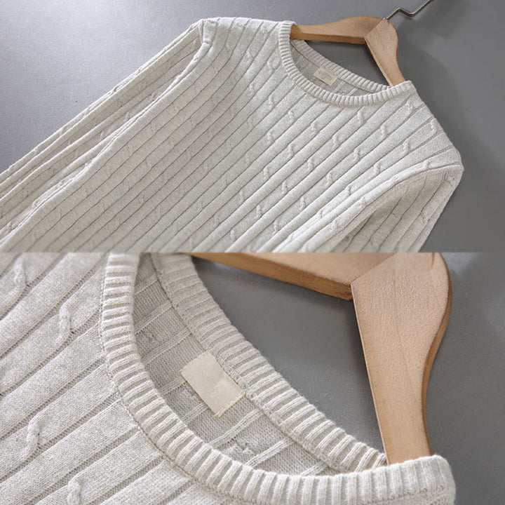 Suéter de algodón puro de manga larga y cuello redondo para hombre con diseño de punto trenzado Buddha Stones - image 8