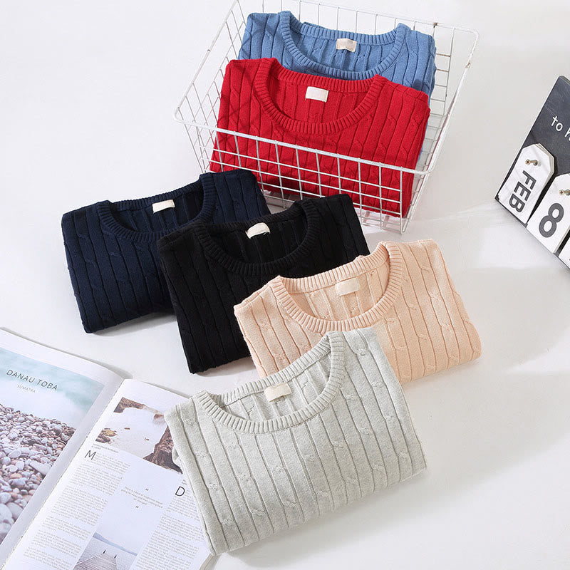 Suéter de algodón puro de manga larga y cuello redondo para hombre con diseño de punto trenzado Buddha Stones - image 14