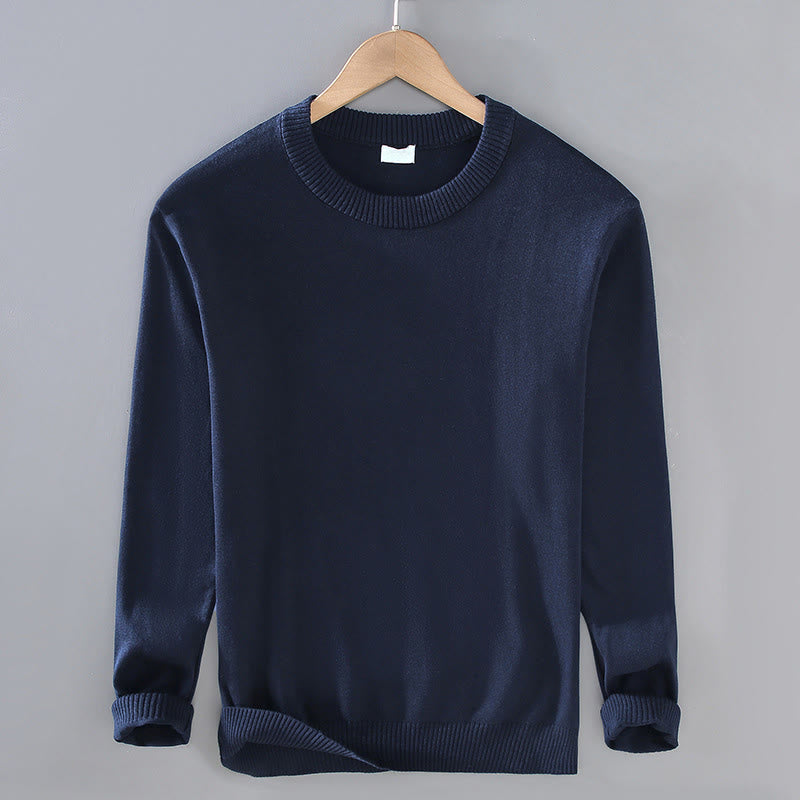 Suéter térmico de algodón puro con diseño acanalado Buddha Stones para hombre, cuello redondo y manga larga - Azul medianoche - US/UK/AU42, EU52 (3XL) - image 0