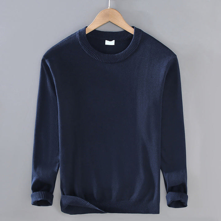 Suéter térmico de algodón puro con diseño acanalado Buddha Stones para hombre, cuello redondo y manga larga - Azul medianoche - US/UK/AU42, EU52 (3XL) - image 0