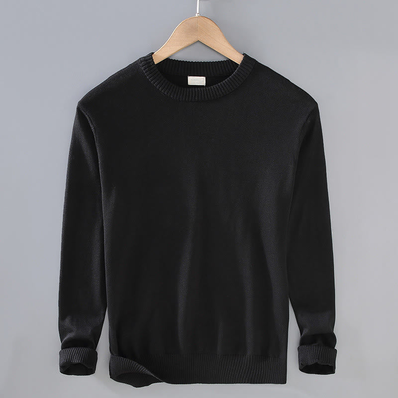 Suéter térmico de algodón puro con diseño acanalado Buddha Stones para hombre, cuello redondo y manga larga - Negro - US/UK/AU42, EU52 (3XL) - image 1