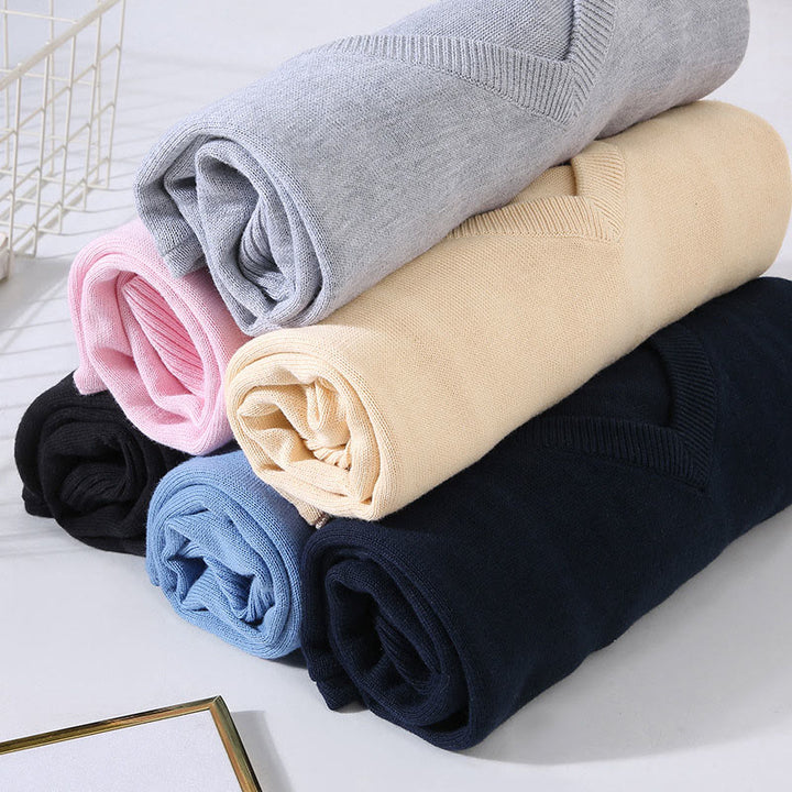 Suéter de manga larga para hombre, de algodón, con cuello en V, color liso y diseño sencillo, con Buddha Stones - image 15