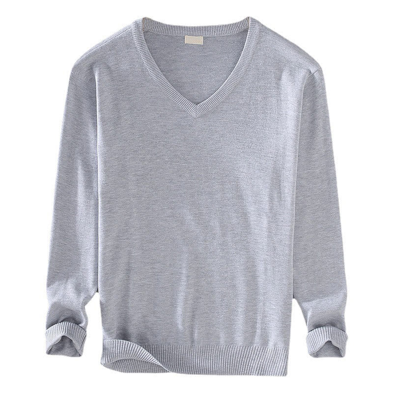 Suéter de manga larga para hombre, de algodón, con cuello en V, color liso y diseño sencillo, con Buddha Stones - image 7