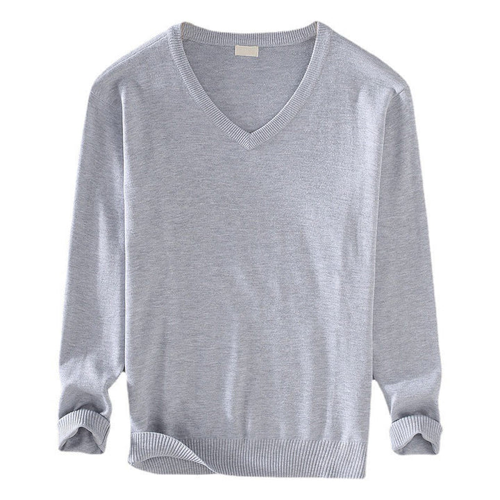 Suéter de manga larga para hombre, de algodón, con cuello en V, color liso y diseño sencillo, con Buddha Stones - image 7